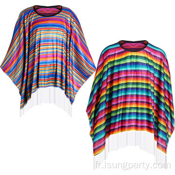 Homme adulte mexicain poncho arc-en-ciel poncho costume